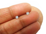 Small Round Blue Topaz Sterling Silver Gemstone Stud Earrings 925 - 3 mm