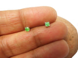 Small Round Green EMERALD Sterling Silver 925 Stud Earrings - 3 mm 