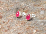 Pink RUBY Sterling Silver 925 Gemstone Stud Earrings