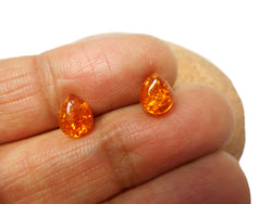 Cognac AMBER Sterling Silver Gemstone teardrop Stud Earrings 925 - 8 x 10 mm