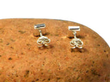 Cognac AMBER Sterling Silver Gemstone Square Stud Earrings 925 - 6 x 6 mm