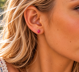Oval  RUBY Sterling Silver 925 Gemstone Stud Earrings - 5 x 7 mm
