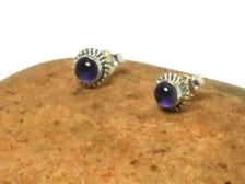 Purple AMETHYST Round Sterling Silver Gemstone Stud Earrings 925 - 5 mm