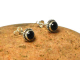Round BLACK ONYX Sterling Silver Gemstone Stud Earrings 925 - 5 mm