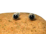 Round BLACK ONYX Sterling Silver Gemstone Stud Earrings 925 - 5 mm