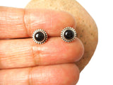 Round BLACK ONYX Sterling Silver Gemstone Stud Earrings 925 - 5 mm