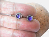 Purple AMETHYST Round Sterling Silver Gemstone Stud Earrings 925 - 5 mm