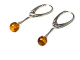 Baltic AMBER Sterling Silver Gemstone Drop Earrings 925