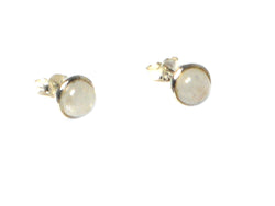 MOONSTONE Round Shaped Sterling Silver Gemstone Ear Studs 925 - 7 mm