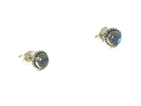 Fiery Round MOONSTONE Sterling Silver Gemstone Stud Earrings 925