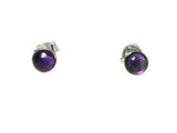 Purple AMETHYST Round Sterling Silver Stud Earrings 925 - 6 mm