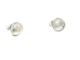 MOONSTONE Round Shaped Sterling Silver Stud Earrings 925 - 8 mm