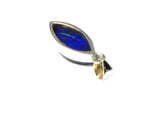 Blue LAPIS LAZULI Sterling Silver 925 Marquise Pendant