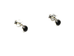 BLACK ONYX Sterling Silver Gemstone STUD Earrings 925 - 4 mm