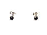 Small Round BLACK ONYX Sterling Silver Gemstone Stud Earrings 925 - 4 mm