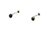Small Round BLACK ONYX Sterling Silver Gemstone Stud Earrings 925 - 4 mm