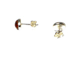 Cognac AMBER Sterling Silver Gemstone Oval Stud Earrings 925 - 5 x 7 mm