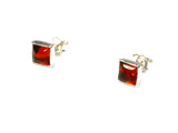 Cognac AMBER Sterling Silver Gemstone Ear Studs 925