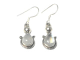 Fiery MOONSTONE Pear Shaped Sterling Silver Gemstone Earrings 925