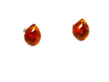 Cognac AMBER Sterling Silver Teardrop Stud Earrings 925 - 8 x 10 mm - (ABST2910151)