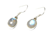 Oval MOONSTONE Sterling Silver Gemstone Earrings 925