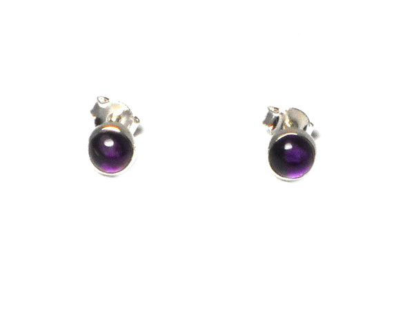 Purple AMETHYST Round Sterling Silver Gemstone Stud Earrings 925 - 5 mm