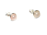 Rose QUARTZ Round Shaped Sterling Silver Ear Studs 925 - 8 mm - (RQST3009151)