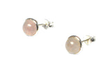 Rose QUARTZ Round Shaped Sterling Silver Ear Studs 925 - 8 mm