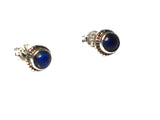 Round Blue LAPIS LAZULI Sterling Silver Stud Earrings 925 - 5 mm