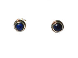 Round Blue LAPIS LAZULI Sterling Silver Stud Earrings 925 - 5 mm