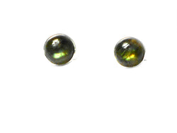 LABRADORITE Round Shaped Sterling Silver Earrings / STUDS - 8 mm