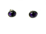 Oval AMETHYST Sterling Silver 925 Gemstone Earrings / Studs