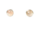 Rose QUARTZ Round Shaped Sterling Silver Earrings / STUDS 925