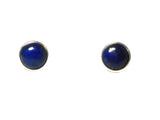Round Blue LAPIS LAZULI Sterling Silver Stud Earrings 925 - 8 mm