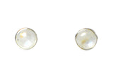 Round Moonstone Sterling Silver Stud Earrings 925 - 8 mm