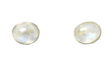 MOONSTONE Oval Shaped Sterling Silver Gemstone Ear Studs 925 