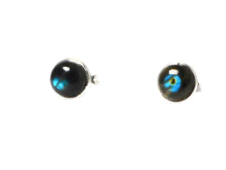 LABRADORITE Round Shaped Sterling Silver Earrings / STUDS - 8 mm
