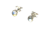 Round MOONSTONE Sterling Silver Gemstone Stud Earrings 925 - 5 mm