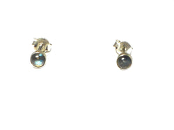 Fiery LABRADORITE Round Shaped Sterling Silver Gemstone Stud Earrings 925  - 4 mm