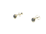 LABRADORITE Round Shaped Sterling Silver Gemstone Earrings / Studs 925  - 4 mm