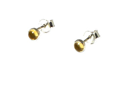 Round CITRINE Sterling Silver 925 Gemstone Earrings / STUDS - 5 mm 