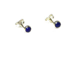 Small Blue Round LAPIS LAZULI Sterling Silver 925 Gemstone Stud Earrings - 3 mm