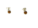 Round TIGER'S EYE Sterling Silver 925 Gemstone Stud Earrings - 4 mm