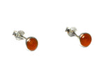 Orange CARNELIAN Sterling Silver 925 Round Gemstone Stud Earrings - 5 mm