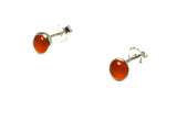 Orange CARNELIAN Sterling Silver 925 Round Stud Earrings - 4 mm - Gift Boxed