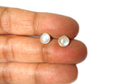 MOONSTONE Round Shaped Sterling Silver Gemstone Ear Studs 925 - 6 mm