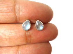 MOONSTONE Pear Shaped Sterling Silver Gemstone Ear Studs 925