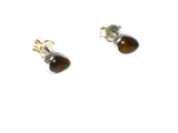 TIGER'S EYE Pear shaped Sterling Silver 925 STUD / Earrings