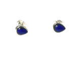 LAPIS LAZULI Pear shaped Sterling Silver Gemstone Stud Earrings 925