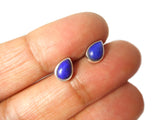 LAPIS LAZULI Pear shaped Sterling Silver Gemstone Stud Earrings 925